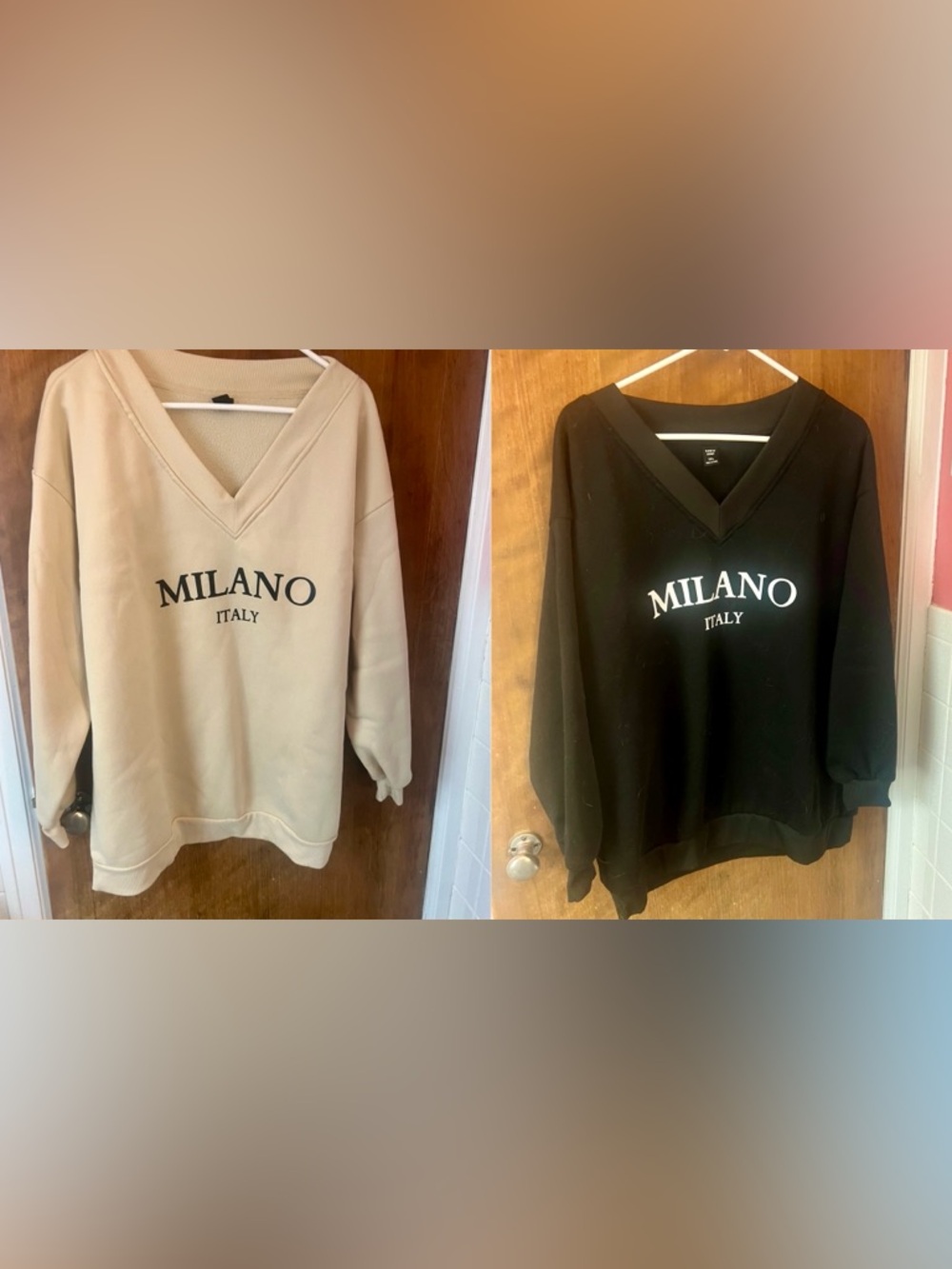 Beige and Black Graphic Sweatshirts - Oversized Vibes. XL